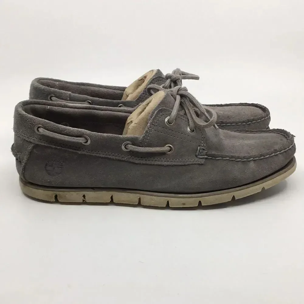 Timberland Gray Suede Boat Shoes Loafers with SensorFlex Technology size 9